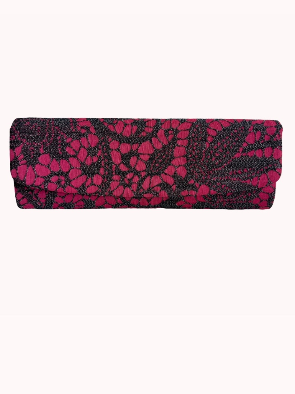 Vintage Pink Black Fabric Clutch Evening Bag Wedding Purse Formal Party Makeup